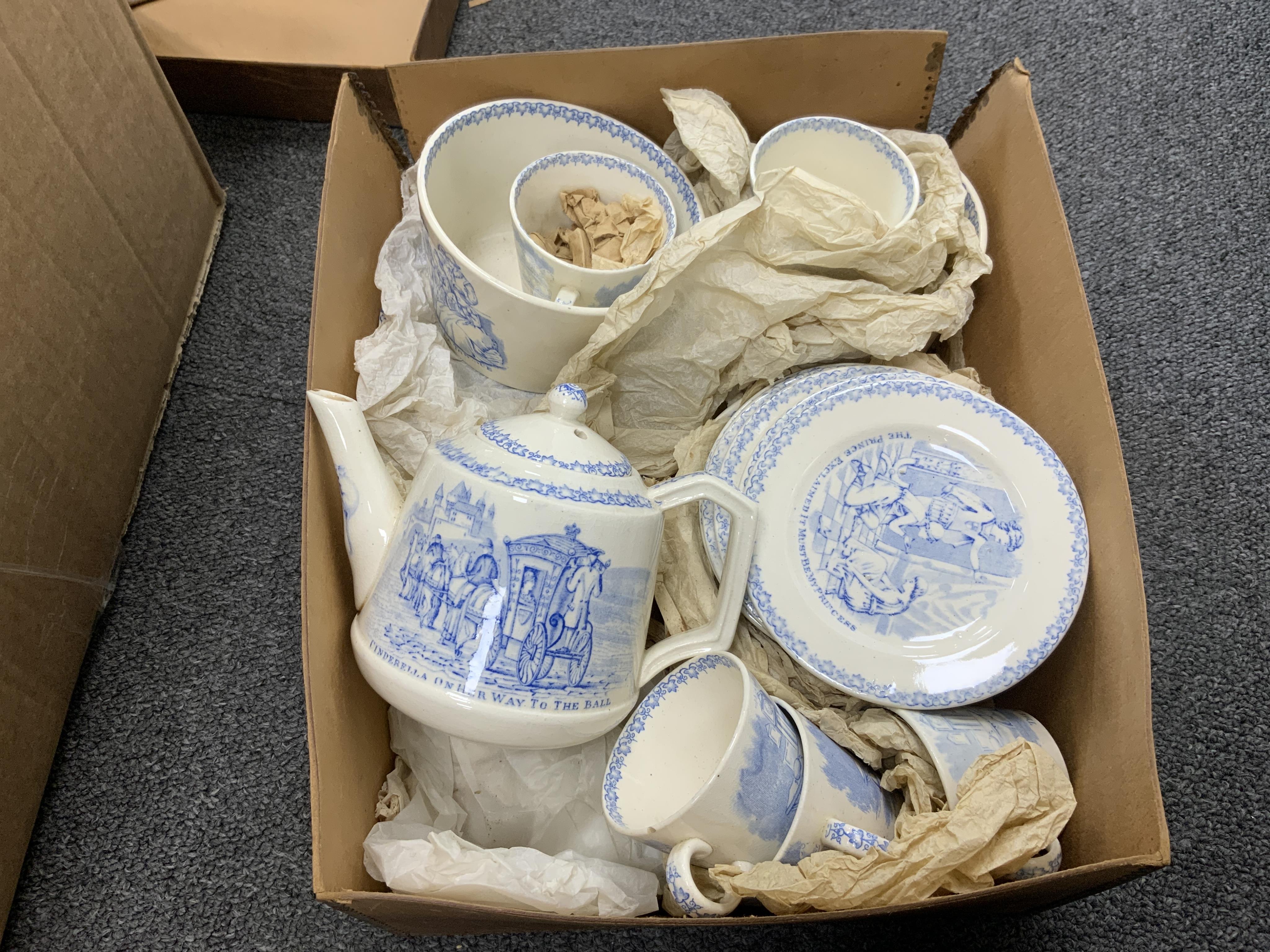 Six child’s tea sets, etc. including; a china Cinderella set comprising of teapot, six cups and saucers, tea plates, and two bowls